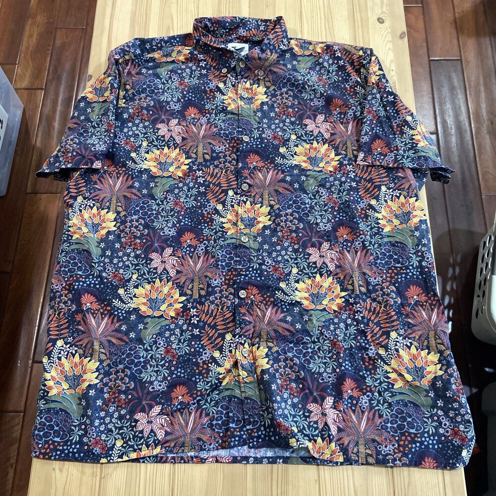 Yiume Hawaiian Shirt Mens Orange Red Floral Tropical Short Sleeve Button Up, 5XL